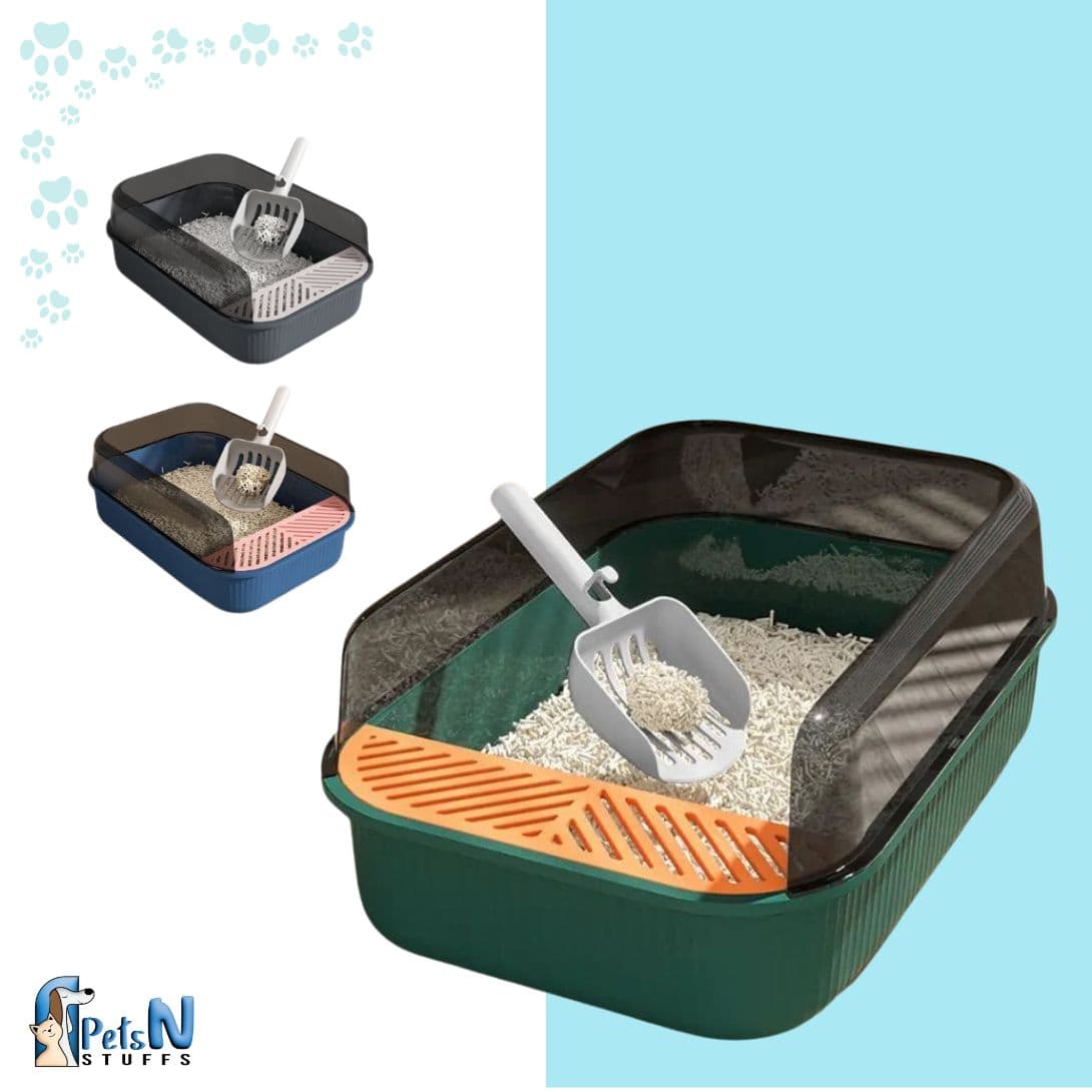Cat Litter Tray with Transparent Cover for Kitten