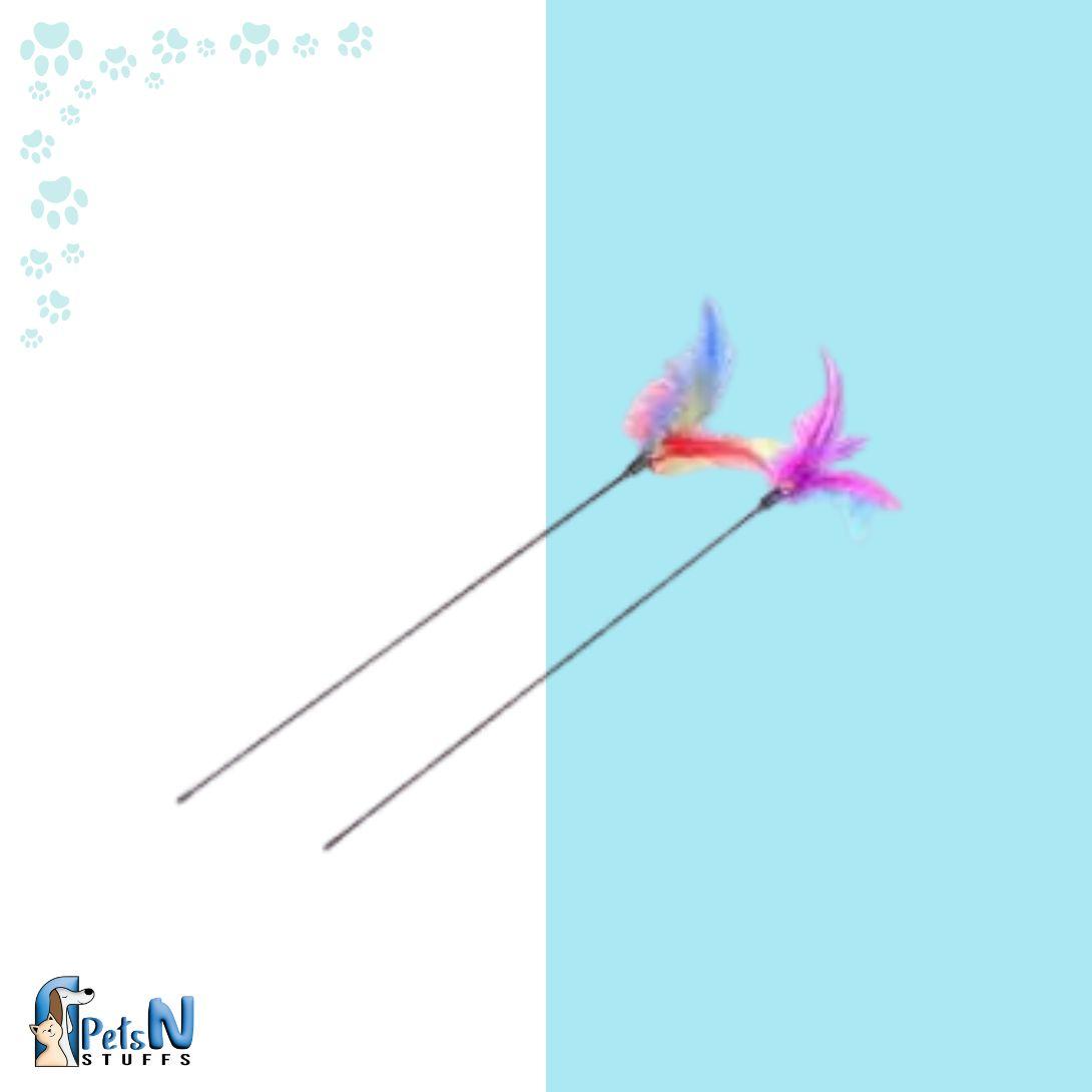 Feather Cat Stick Toy with Wooden Handle