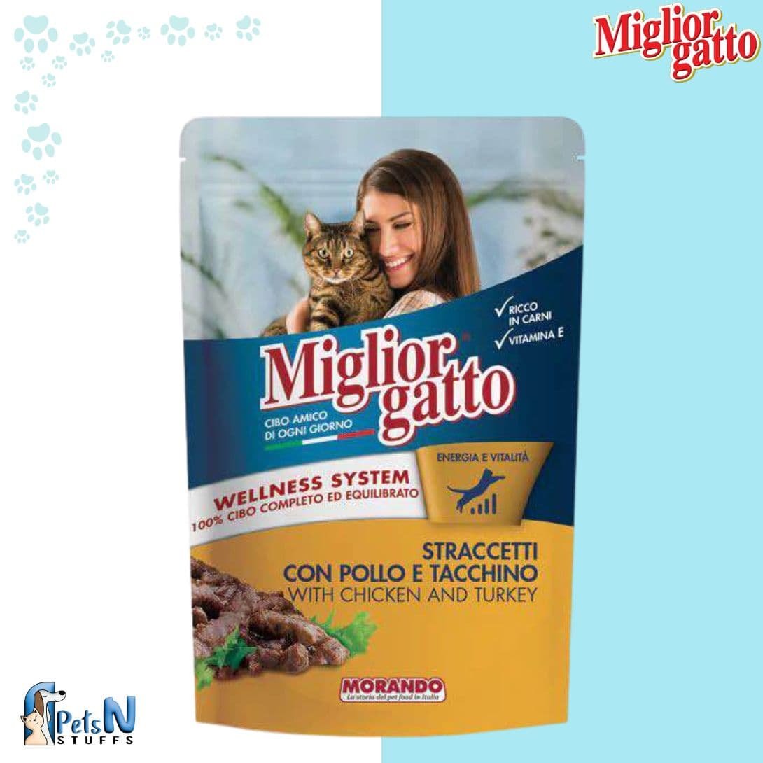 MIglior Gatto Strips With Chicken and Turkey Cat Wet Food 100g