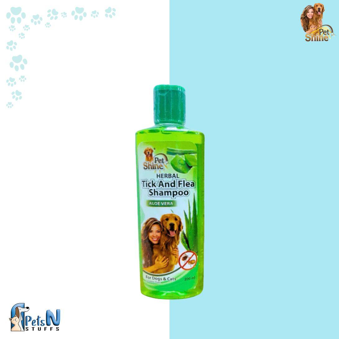 Pet shine Herbal Tick and Flea Aloe Vera Shampoo for Cats & Dogs 200ml