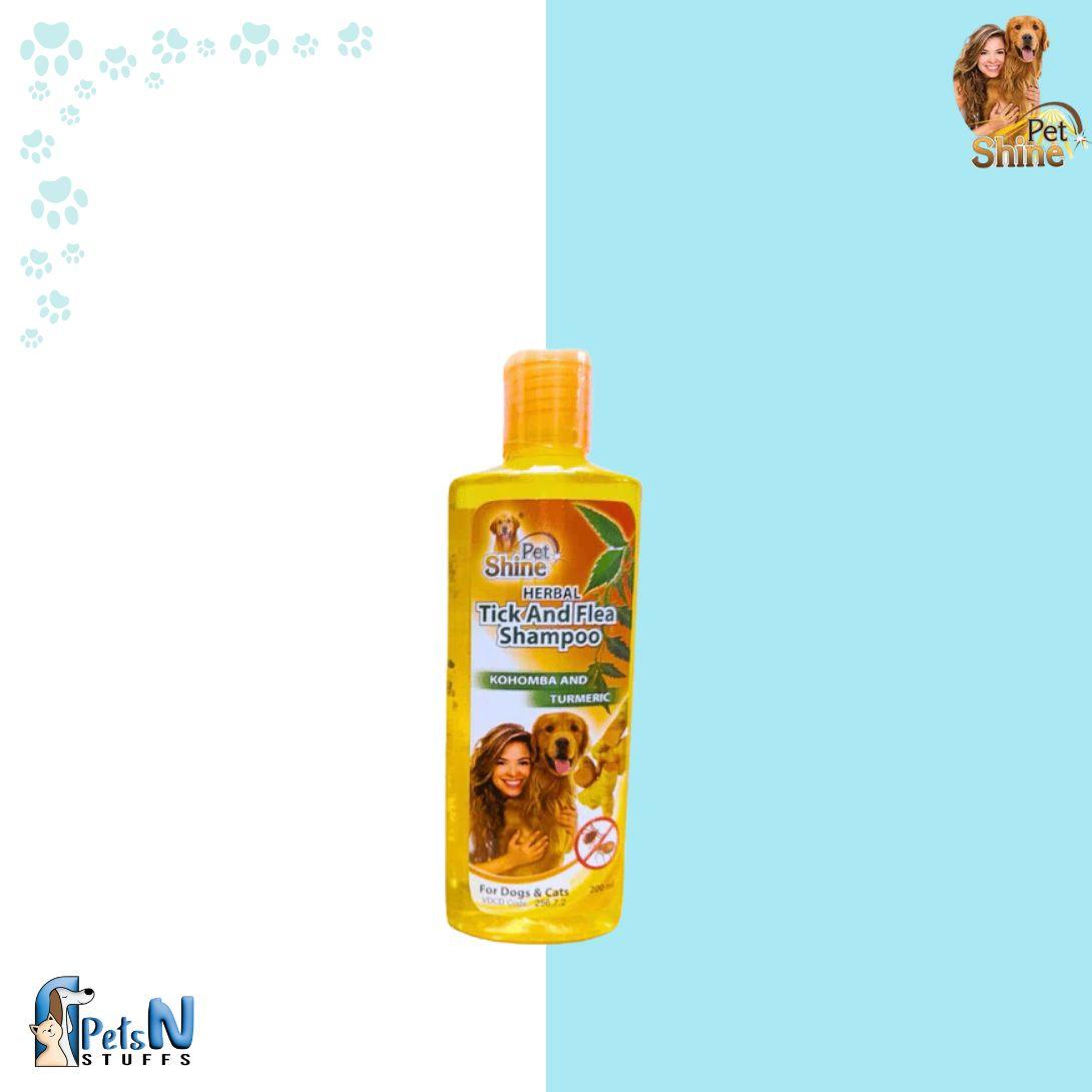 Pet shine Herbal Tick and Flea Kohomba and Turmeric Shampoo for Cats & Dogs 200ml