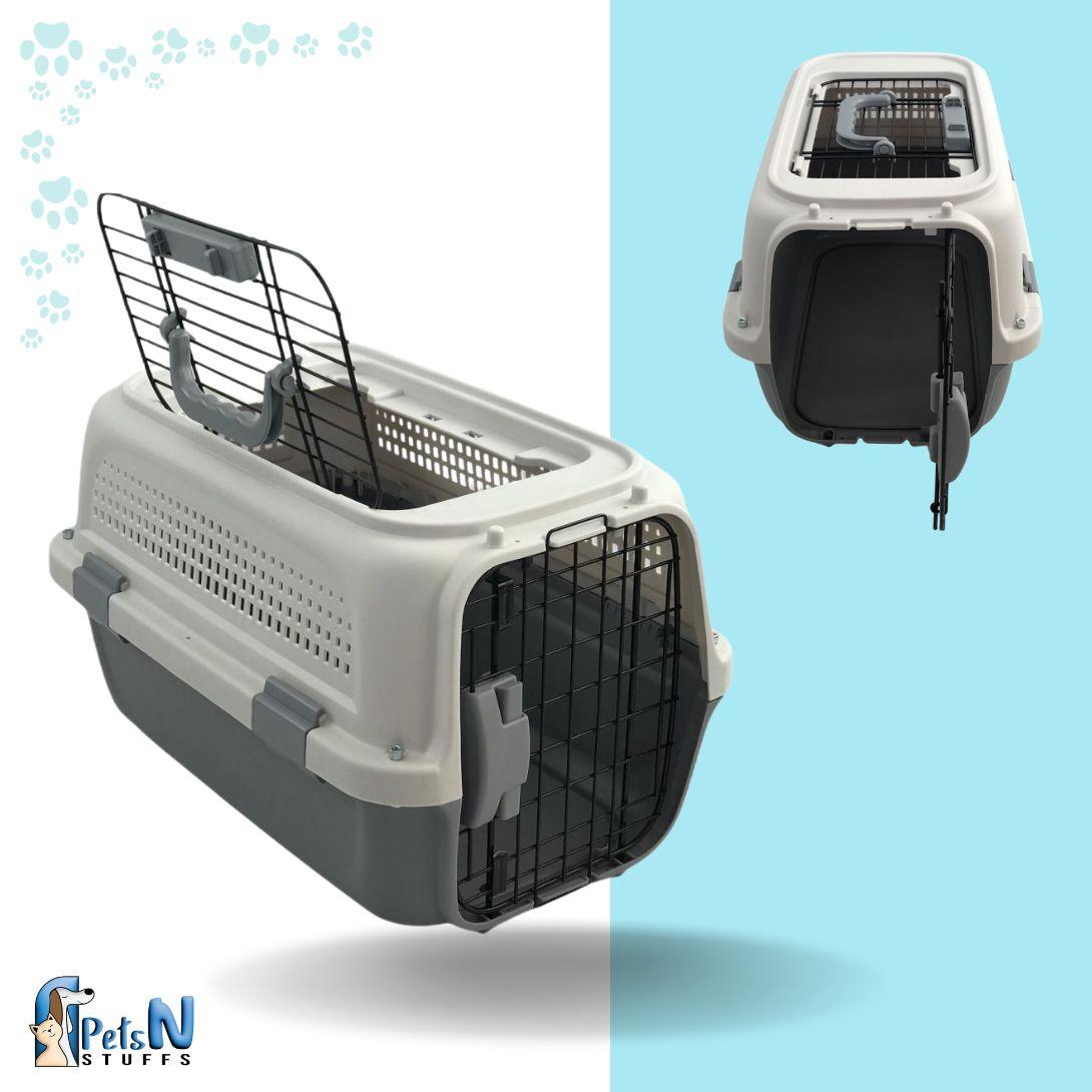 Portable Carrier Cage Double Door for Cats & Dogs